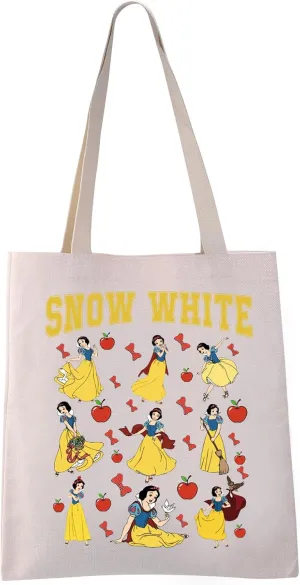 VAMSII Snow Princess Tote Bag Fairy Tales Lover Gift Fairy Tale Apple Princess Gift (SNOW WH tote)