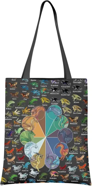 VAMSII Wings Fire Novel Dragon Tote Bag Wings Fire Darkstalker Gift Fire Dragon Bookish Shoulder Bag (Wings Fi tote)