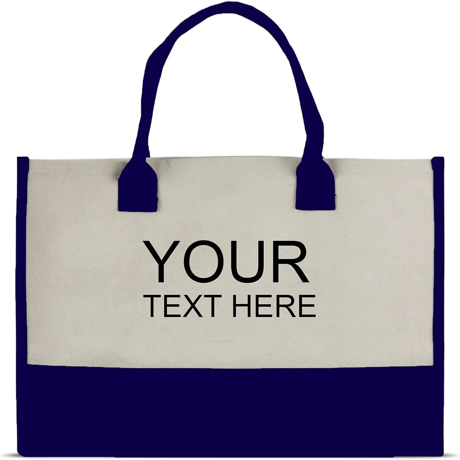 VANESSA ROSELLA Premium Quality Personalized Gift Monogram Initial 100% Cotton Chic Tote Bag with Customize Option - Navy