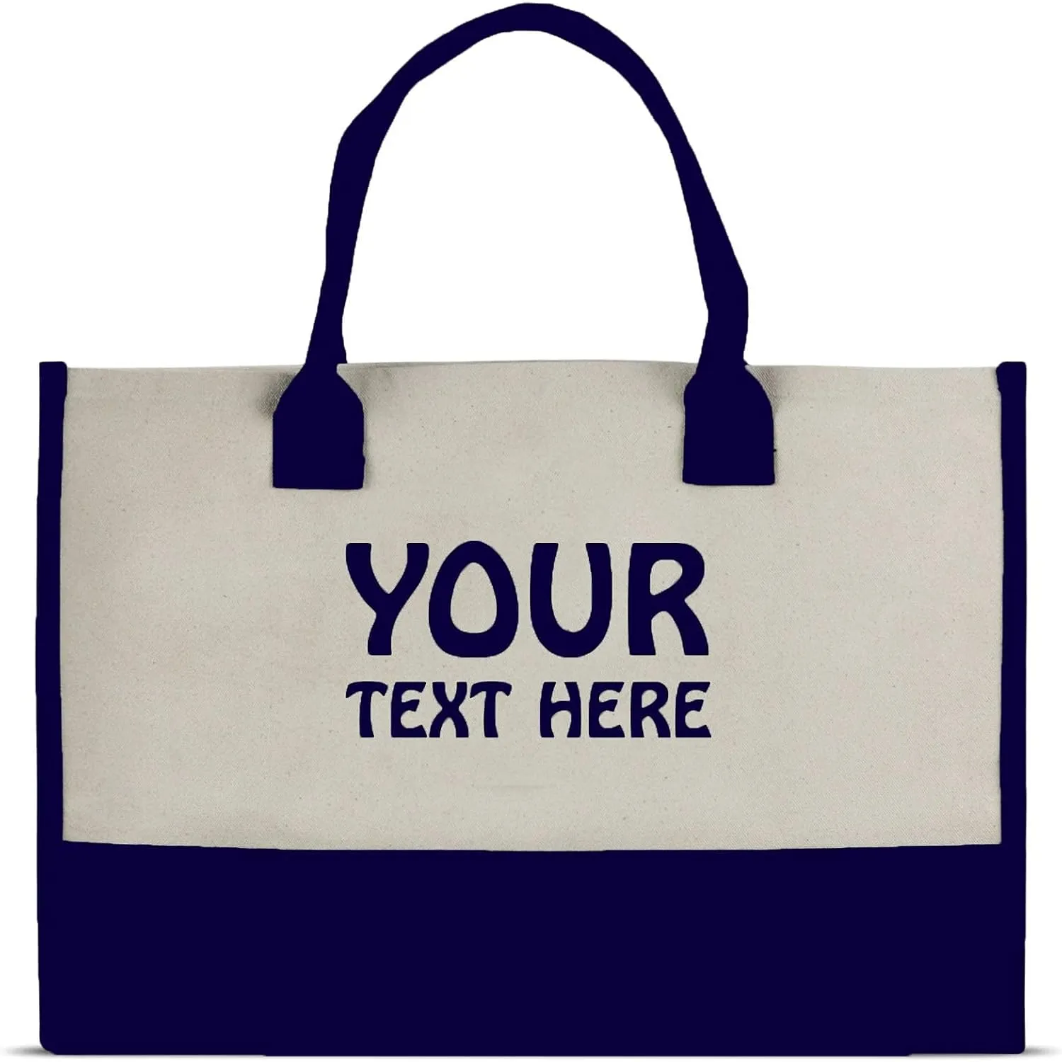 VANESSA ROSELLA Premium Quality Personalized Gift Monogram Initial 100% Cotton Chic Tote Bag with Customize Option - Navy
