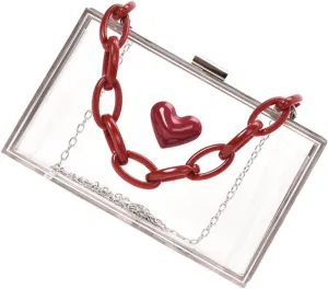 VANZACK Acrylic Heart Bag Transparent Storage Pouch with Chain Strap for Women Stylish Handbag for Everyday Use Easy to Clean Material Present for Her