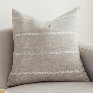 vctops Rustic Striped Cotton Linen Decorative Throw Pillow Cover Embroidery Square Cushion Cover Pillowcase for Sofa Bedroom Couch (Stripe Coffee, 24"x24")