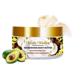 Vedic Valley Nourishing Body Butter for men & women for dry, dehydrated skin & 72hrs hydration