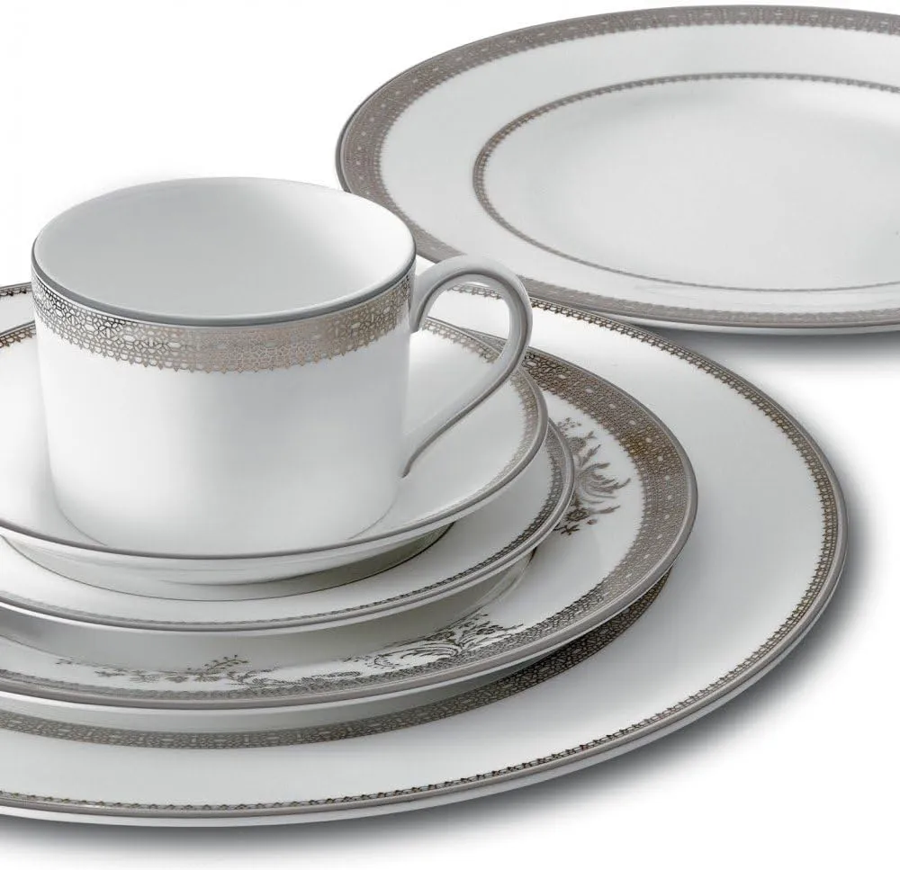 Vera Wang for Wedgwood Wang Vera Lace Platinum Covered Sugar, 4.8", White