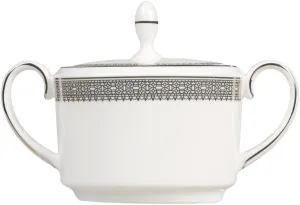 Vera Wang for Wedgwood Wang Vera Lace Platinum Covered Sugar, 4.8", White