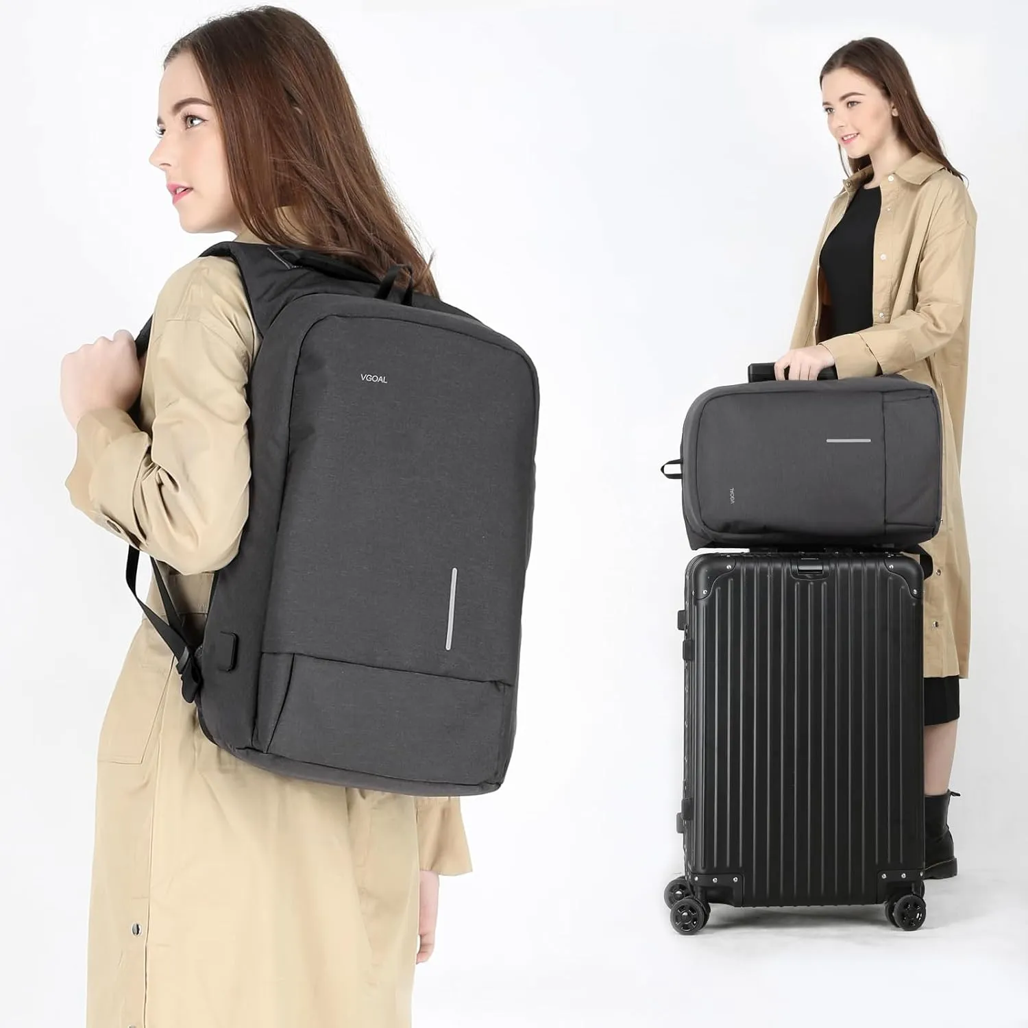 VGOAL Laptop Backpack 15.6 inch with TSA Lock and USB Charging Flight Approved Carry on Business Backpack Anti Theft Traveling Bag for Men and Women