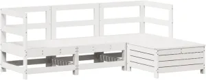vidaXL 4 Piece Modular Outdoor Garden Sofa Set White Solid Pine Wood Comfy Seating for Patio Balcony Deck with Adjustable Arrangement Sets Lounge Corner Sectional Furniture