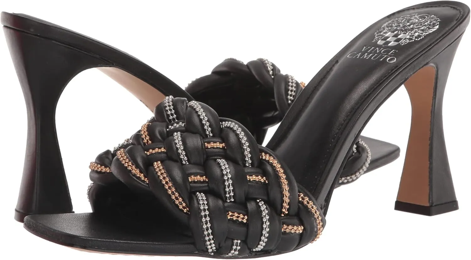 Vince Camuto Women's Rayley Crystal Woven Mule Heeled Sandal
