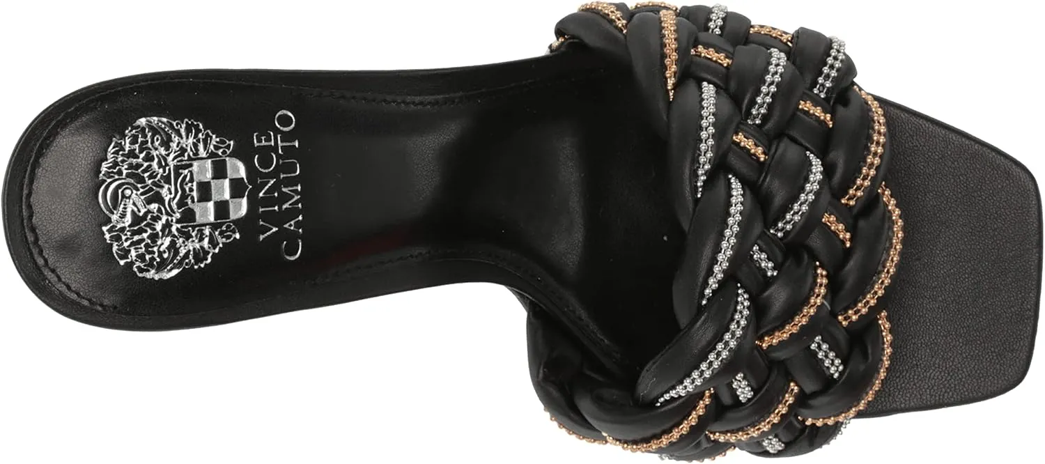 Vince Camuto Women's Rayley Crystal Woven Mule Heeled Sandal