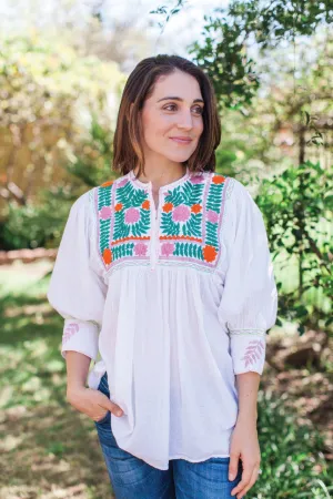 Vine Tunic with Pink and Orange Flowers