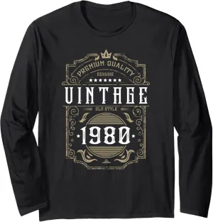 Vintage 1980 Birthday Classic Style Born in 80s Long Sleeve T-Shirt