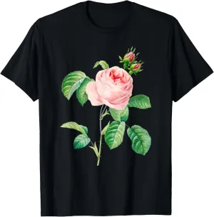 Vintage Cabbage Roses Flower Illustration Plant Lovers T-Shirt