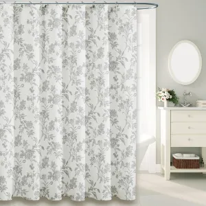 Vintage Farmhouse Shower Curtain for Bathroom Grey Shower Curtain Floral Cotton 72" W x 72" L