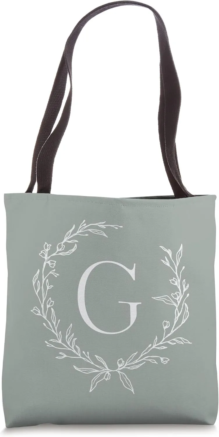 Vintage Green Capital Letter G Monogram Initial G Tote Bag