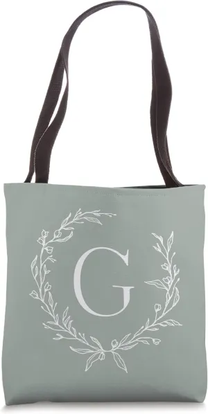 Vintage Green Capital Letter G Monogram Initial G Tote Bag