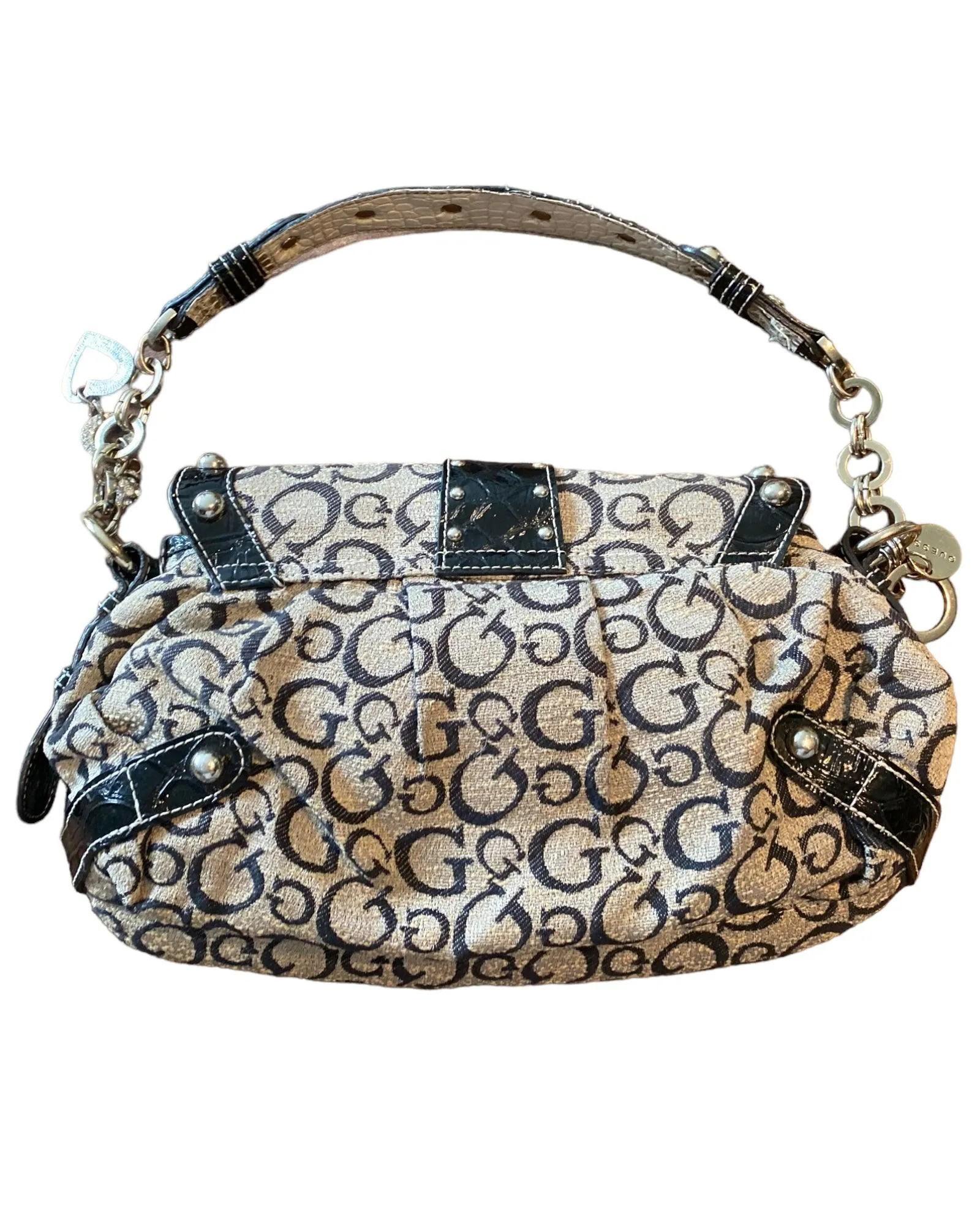 Vintage Guess Bag Beige Monogram - Y2K Classic Elegance | Lyons Way