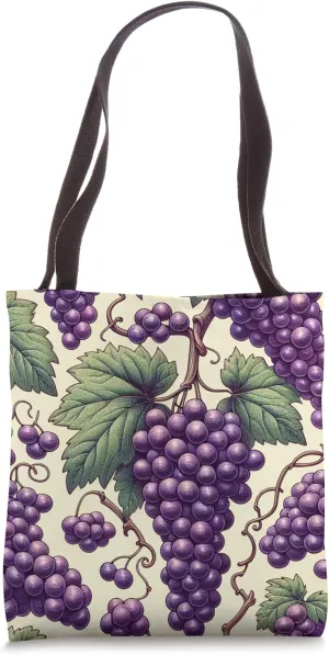 Vintage Style Bunches Of Purple Grapes On Vine Tote Bag