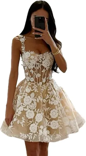 Vintage Tulle Short Wedding Dresses for Bride 2025 Elegant Spaghetti Straps Boho Mini Bridal Dress for Wedding