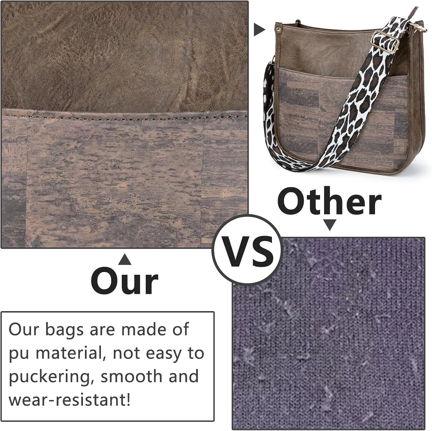 Viva Terry Vegan Leather Crossbody Fashion Shoulder Bag Purse with Adjustable Strap