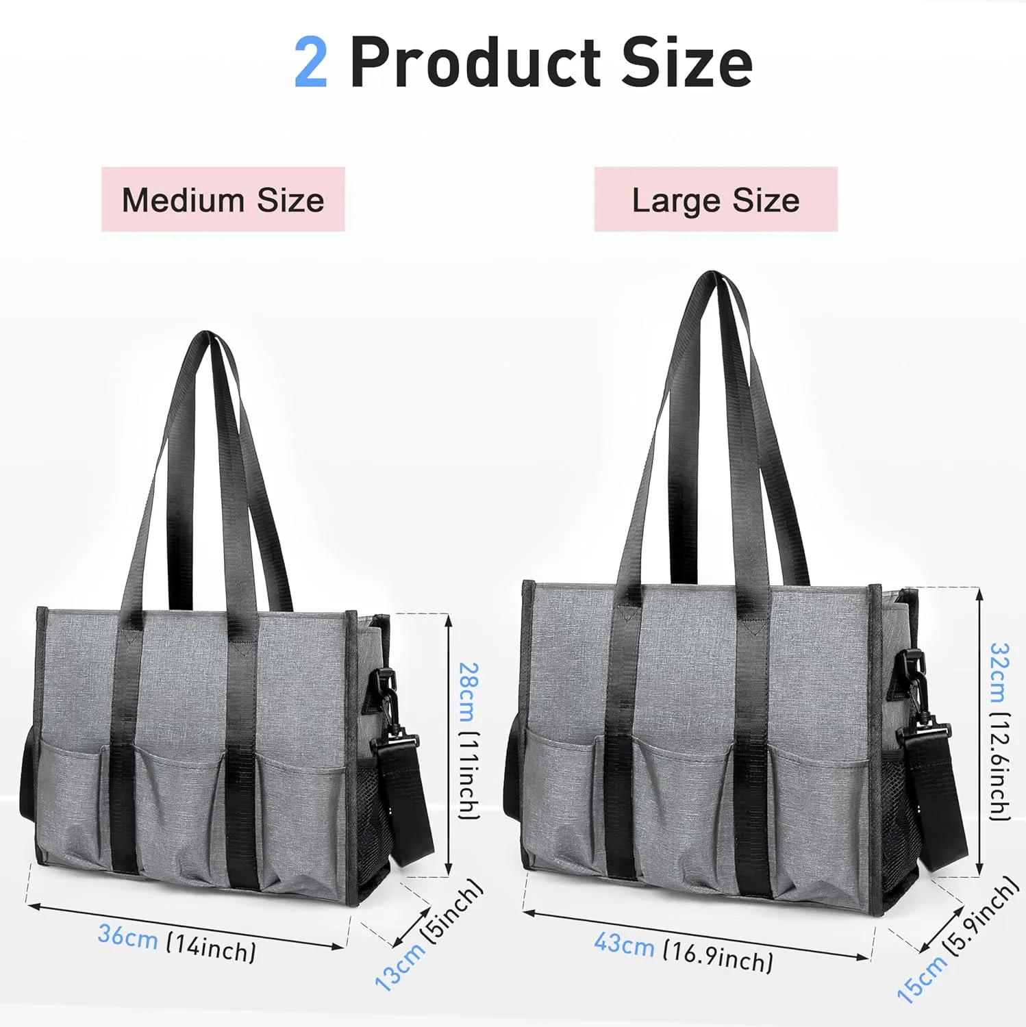 VOLGANIK ROCK Tote Bag with Compartments, Large Multi Pockets Tote Bag for Women & Men Work Tote Bags with Zipper