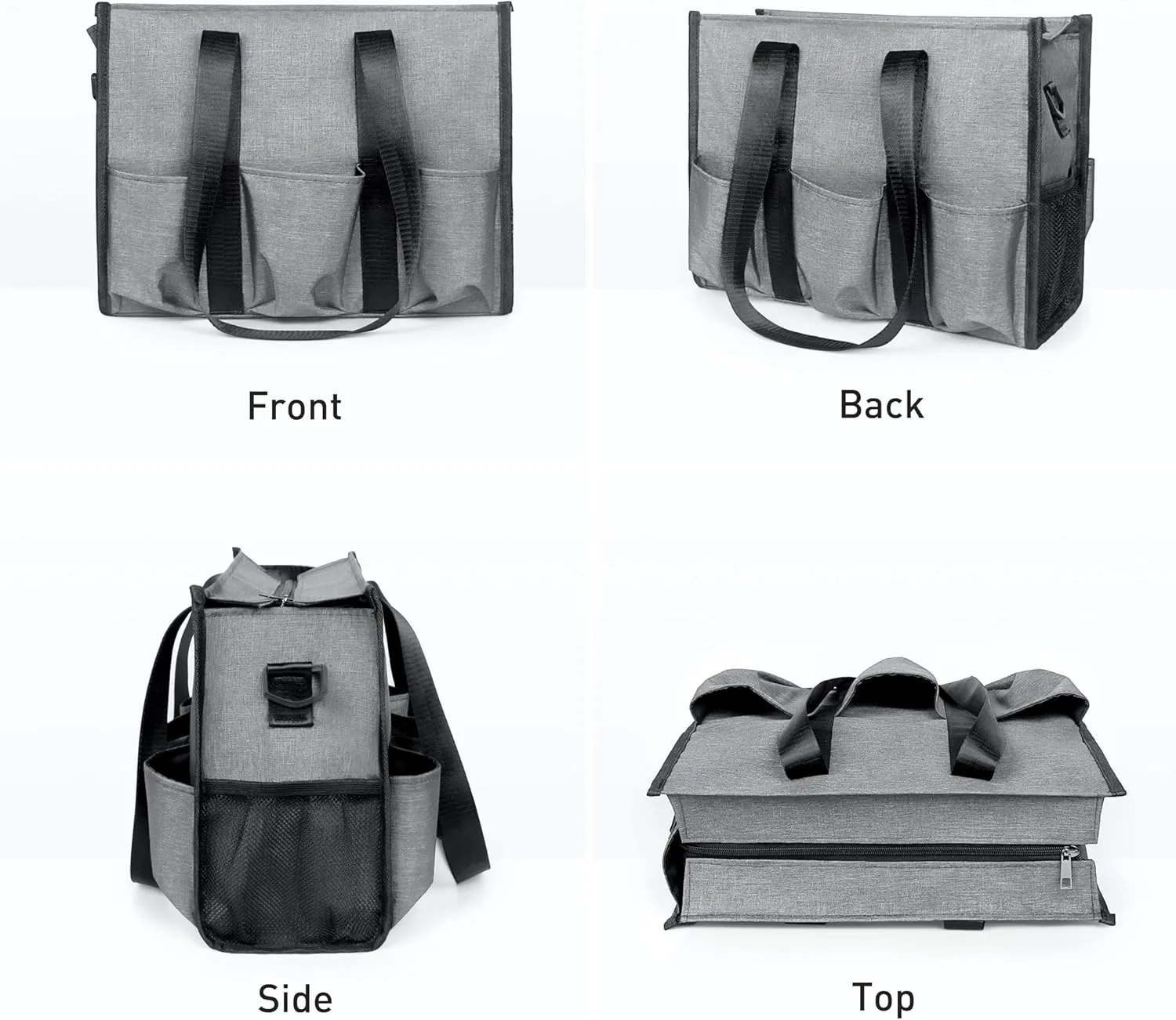 VOLGANIK ROCK Tote Bag with Compartments, Large Multi Pockets Tote Bag for Women & Men Work Tote Bags with Zipper