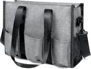 VOLGANIK ROCK Tote Bag with Compartments, Large Multi Pockets Tote Bag for Women & Men Work Tote Bags with Zipper