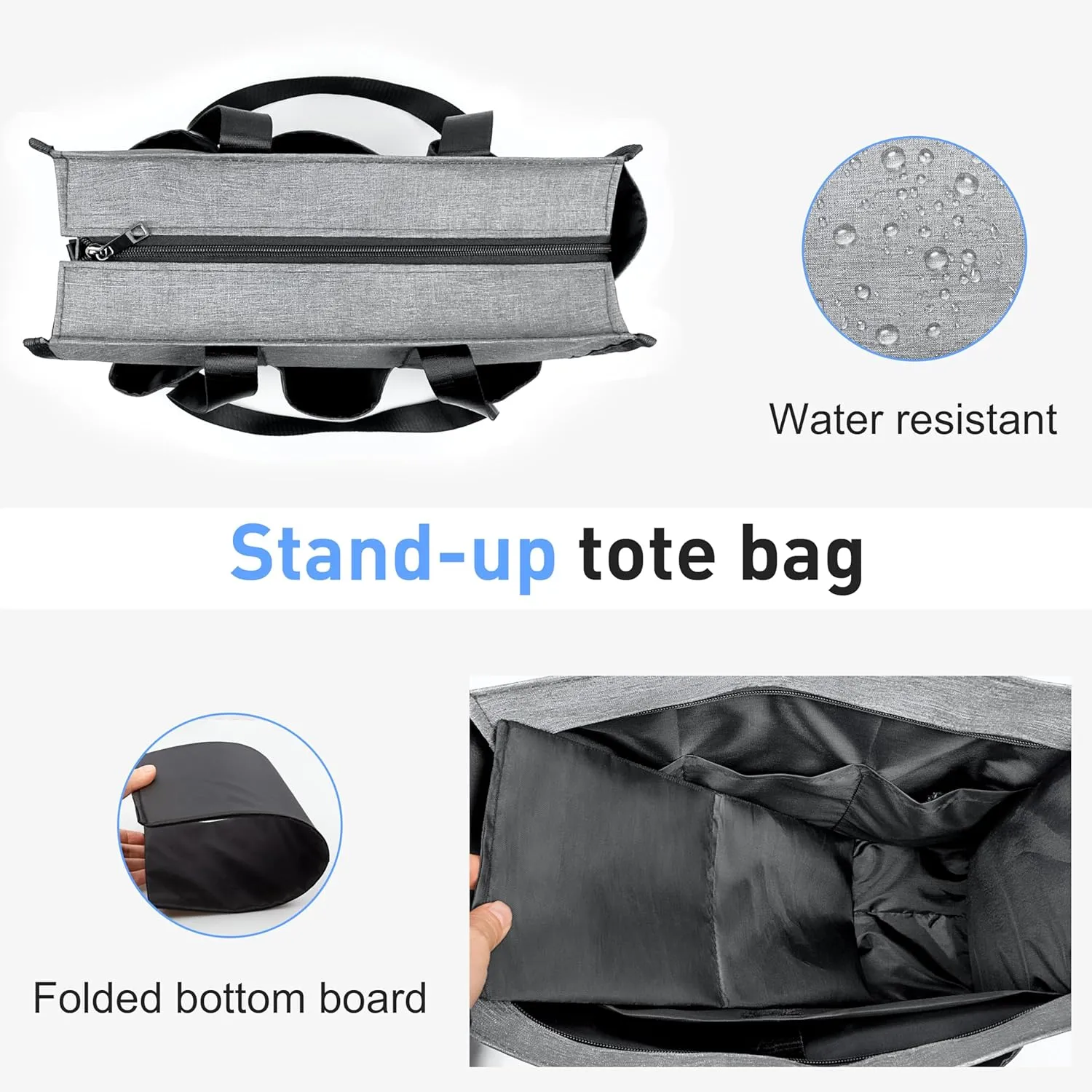 VOLGANIK ROCK Tote Bag with Compartments, Large Multi Pockets Tote Bag for Women & Men Work Tote Bags with Zipper