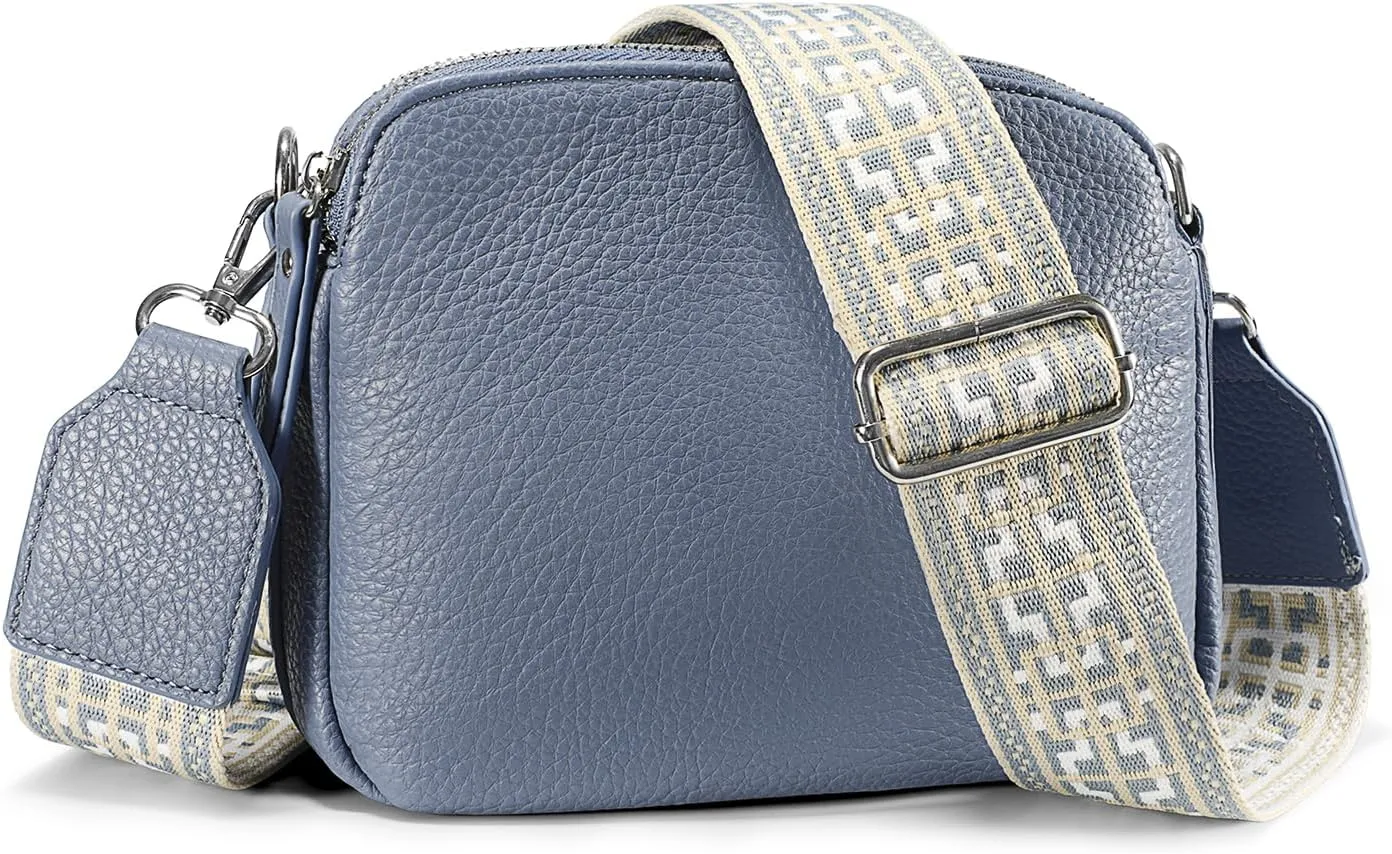 VONAL Leather Crossbody Purse for Women Triple Pockets Designed Shoulder Bag