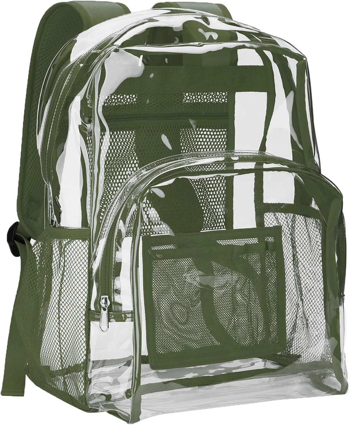 Vorspack Clear Backpack Heavy Duty PVC Transparent Backpack with Reinforced Strap Stitches & Large Capacity for College Workplace Security - Green