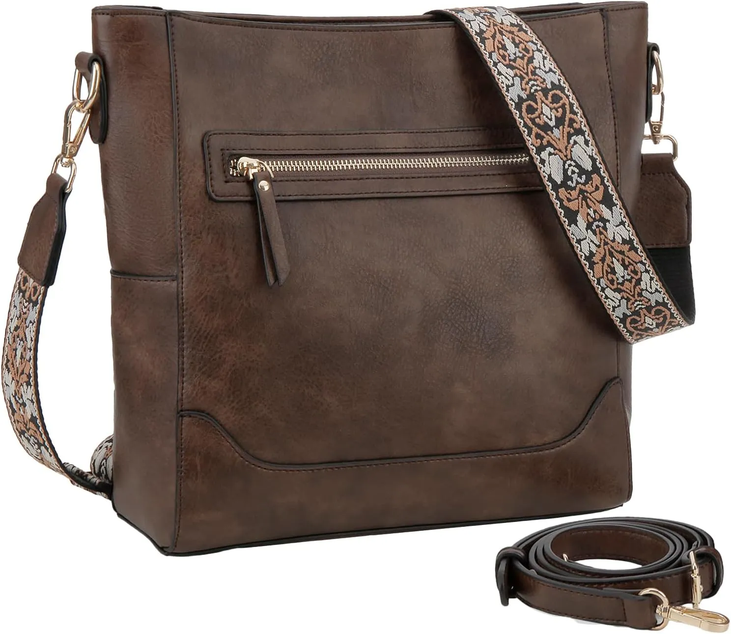 VX VONXURY Crossbody Bag for Women, Trendy Vegan Leather Shoulder Bag, Designer Bucket Bag with 2PCS Adjustable Straps