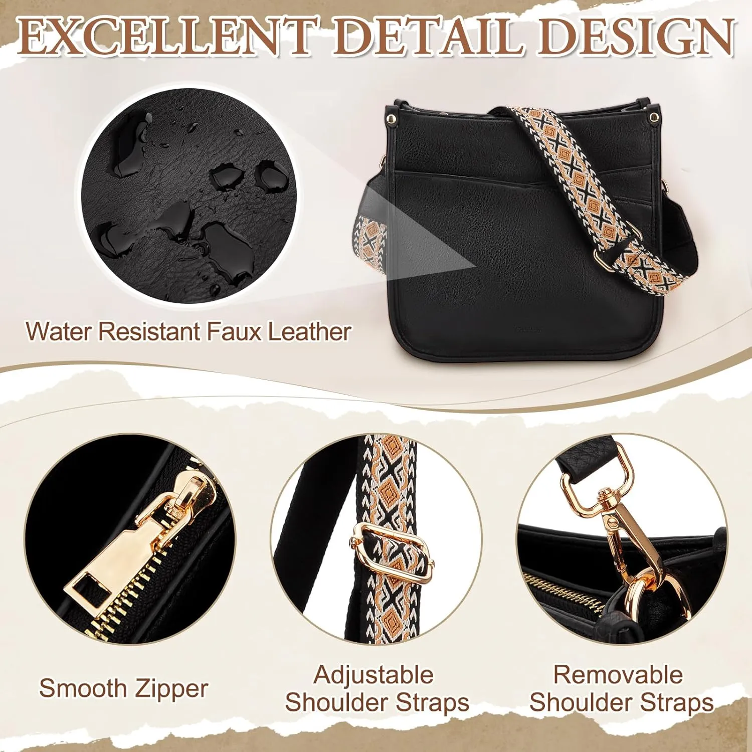 VX VONXURY Shoulder Bag for Women,Trendy Vegan Leather Crossbody Bag,Fashion Bucket Bag with 2PCS Adjustable Straps