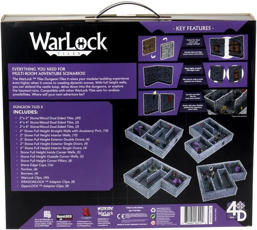 Warlock Tiles: Base Set – Dungeon Tiles II Full Height Stone Walls