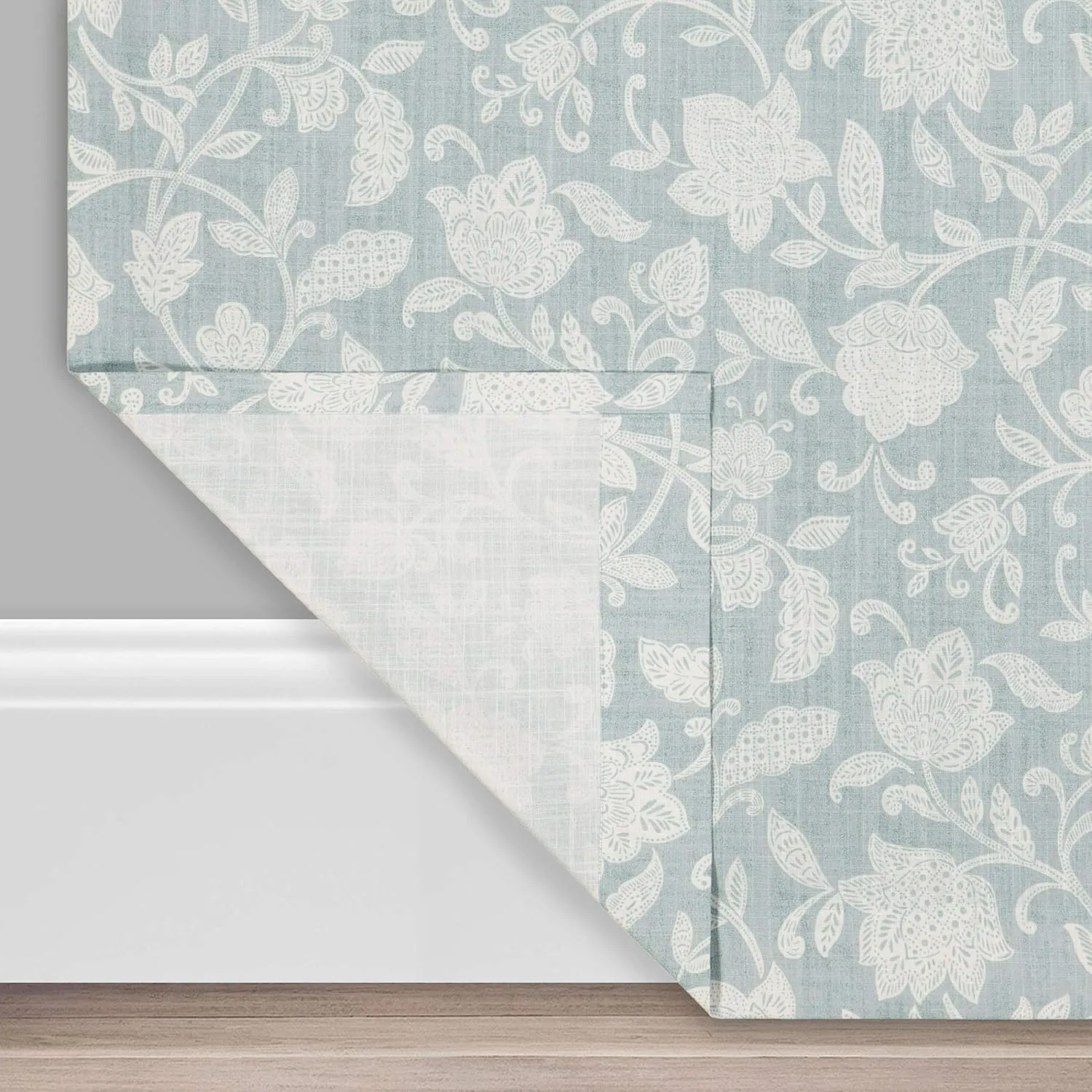 Waverly Stencil Vine Short Curtain Valance Tab Top Window Curtains for Kitchen or Bathroom, 52" x 18", Spa