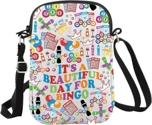 WCGXKO Bingo Gifts For Women Bingo Game Gift It's A Beautiful Day For Bingo Crossbody Bag Bingo Lovers Gift