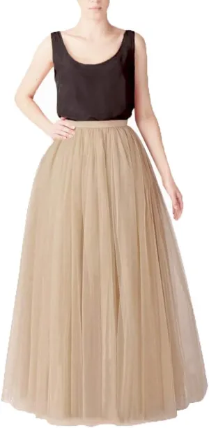 WDPL Wedding Planning A-line Maxi Long Tulle Skirt for Women Foor Length Evening Party Skirts