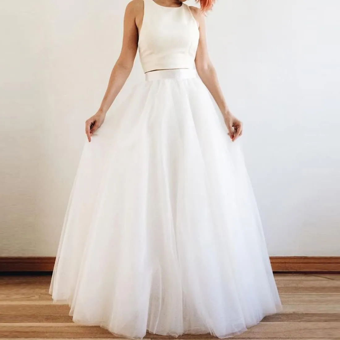 WDPL Wedding Planning A-line Maxi Long Tulle Skirt for Women Foor Length Evening Party Skirts