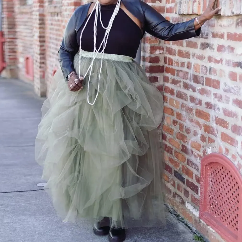 WDPL Wedding Planning Women's Long Maxi Tulle Special Occasion Bustle Night Out Skirt