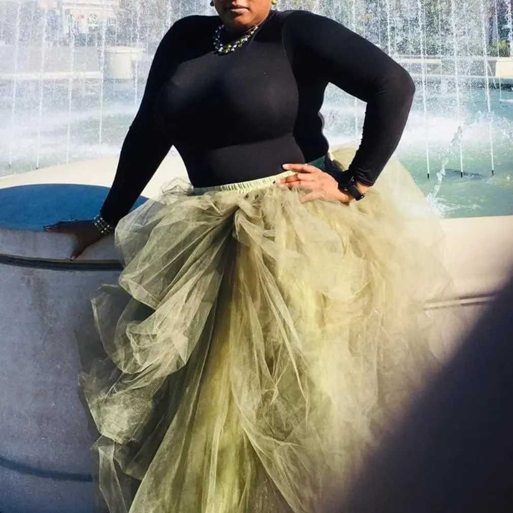 WDPL Wedding Planning Women's Long Maxi Tulle Special Occasion Bustle Night Out Skirt