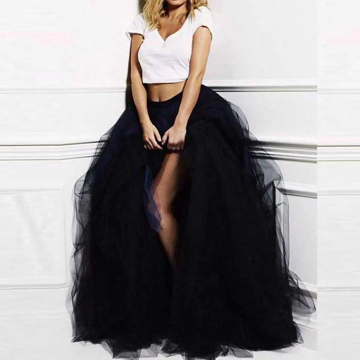 WDPL Wedding Planning Women's Long Maxi Tulle Special Occasion Bustle Night Out Skirt