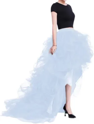 WDPL Women's Long High Low Ruffles Party Tulle Skirt
