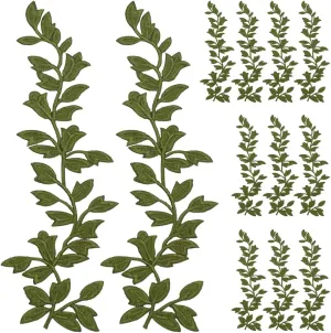 WEBEEDY 6 Pairs Lace Embroidery Applique Sewing on Patches Forest Leaves Vine Patches Applique for DIY Sewing Accessory Wedding Dress Handbag Clothes, Mother's Day Gift, Handicraft Enthusiasts, Green