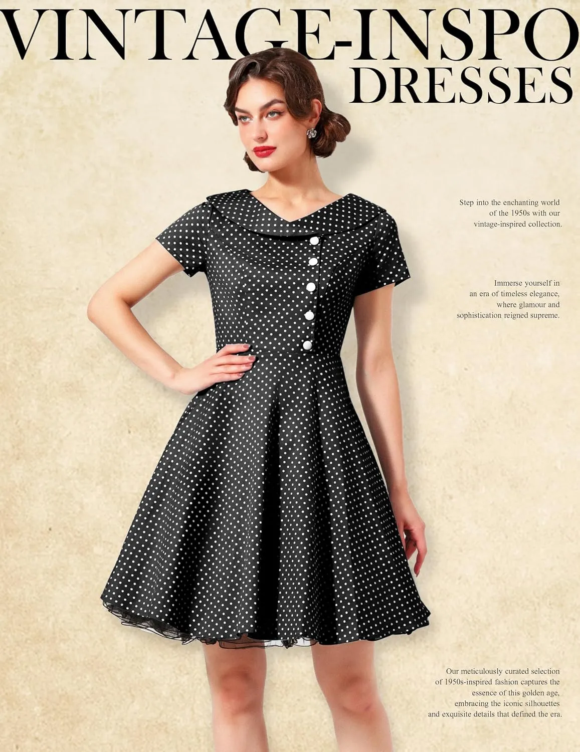 Wedtrend Women's 1950s Vintage Audrey Hepburn Style Cocktail Swing Dresses