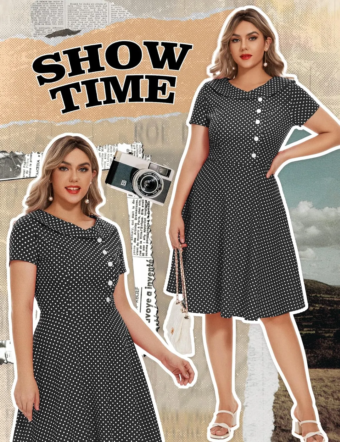 Wedtrend Women's 1950s Vintage Audrey Hepburn Style Cocktail Swing Dresses