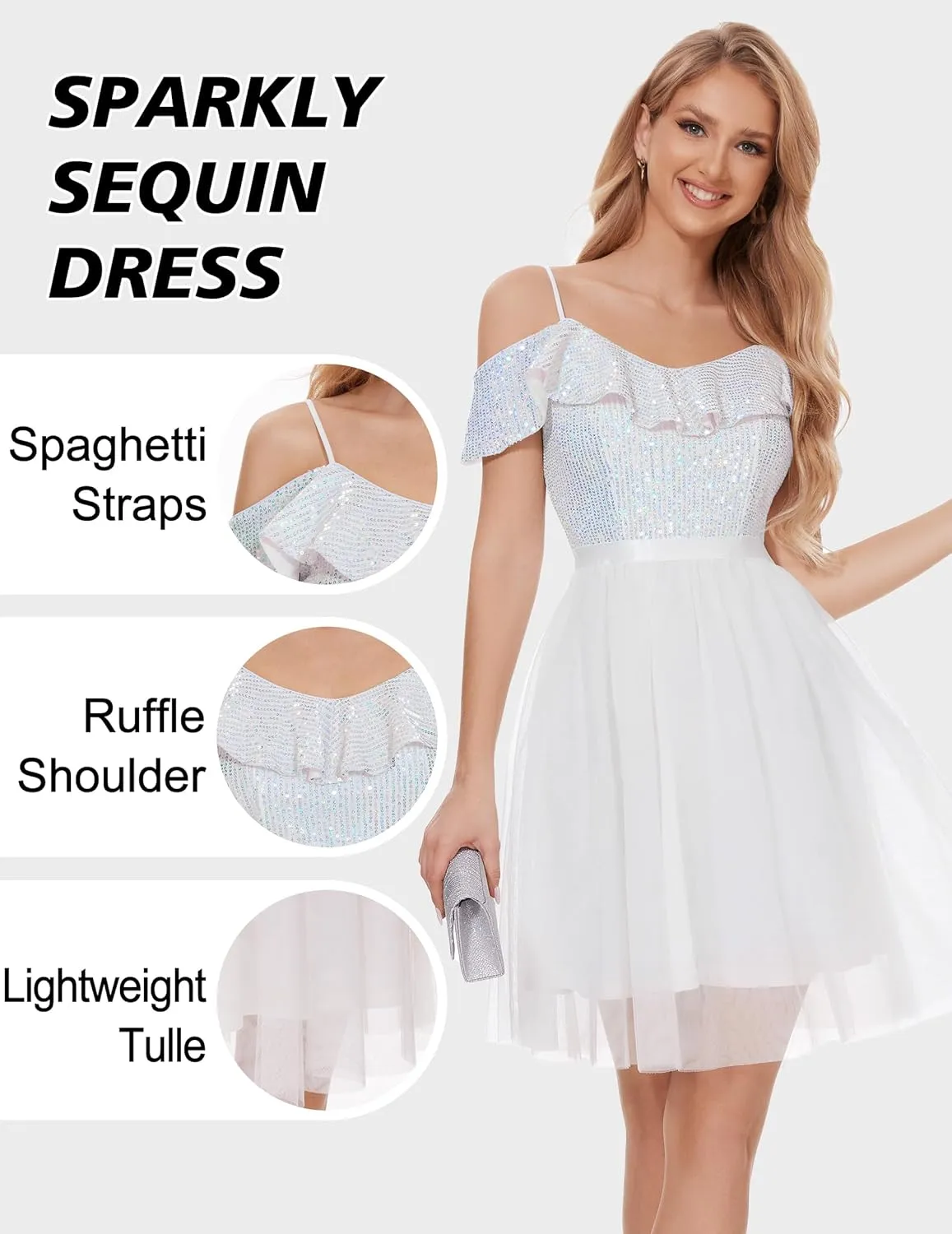 Wedtrend Women's Sequin Dress Sparkly Homecoming Dress Semi Formal Dress Glitter Short Cocktail Dresses