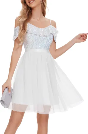 Wedtrend Women's Sequin Dress Sparkly Homecoming Dress Semi Formal Dress Glitter Short Cocktail Dresses