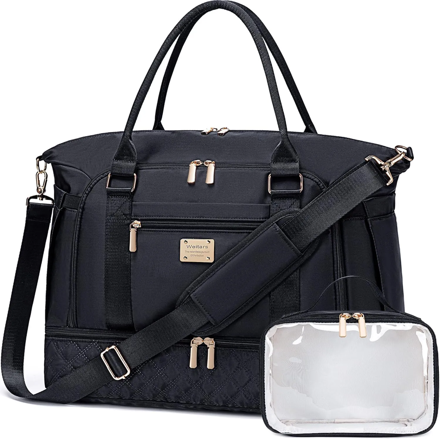 Weitars Gym Duffel Bag - Women's Travel Weekender with Shoes Compartment & Wet Pocket - Large Carry On