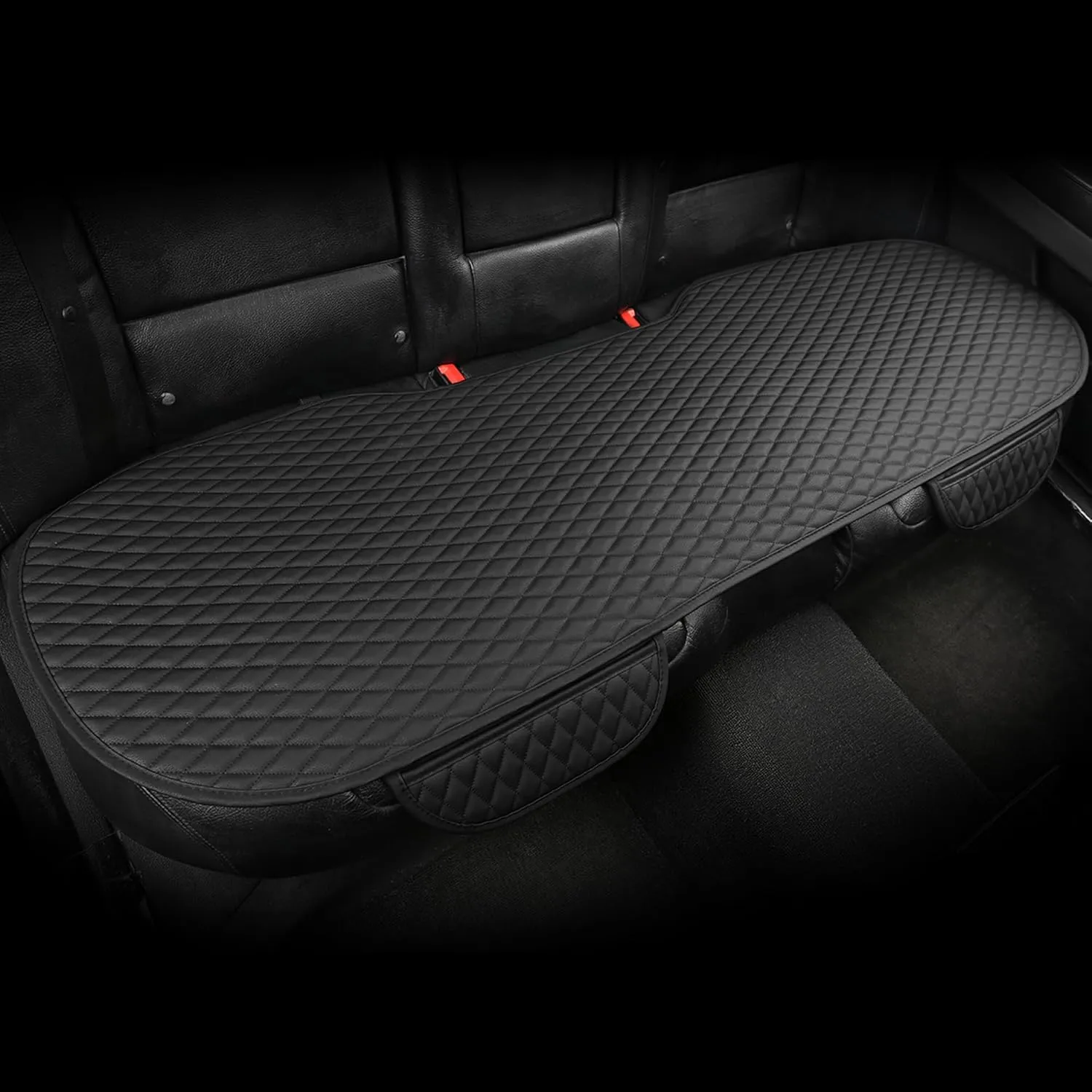 West Llama Pu Leather Car Seat Bottom Covers Protectors Include 1 Rear Bench Seat Cover Universal Fit 90% Vehicles,Black