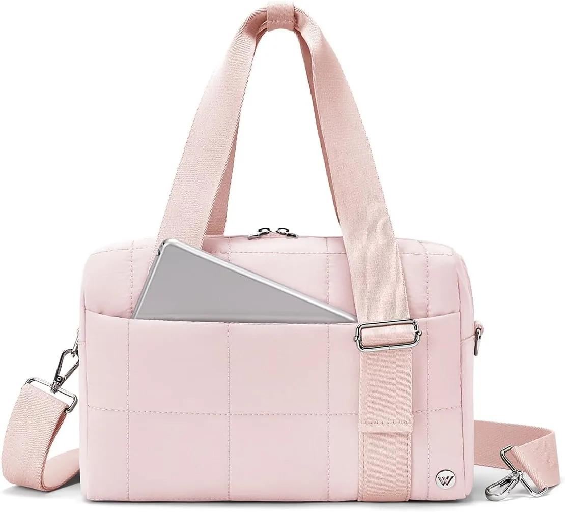 WESTBRONCO Small Puffer Crossbody Bags for Women, Mini Puffy Quilted Gym Bag Lightweight Tote Bag with Zipper Compartments
