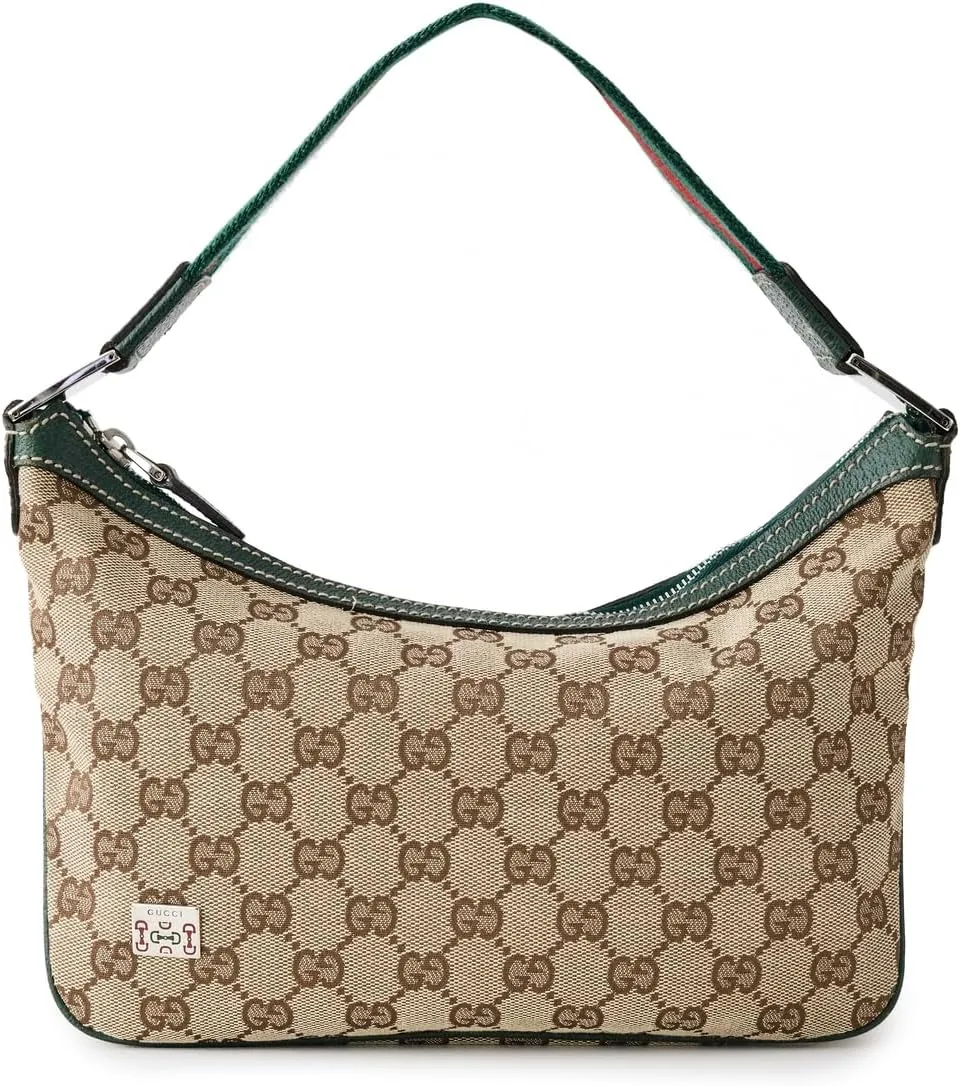 WHAT GOES AROUND COMES AROUND Women's Pre-Loved Gucci Green Canvas Pop Shoulder Bag
