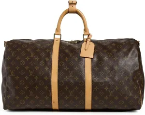 What Goes Around Comes Around Women's Pre-Loved Louis Vuitton Monogram Keepall Bandouliere 55 Duffle, Brown, One Size